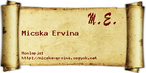 Micska Ervina névjegykártya